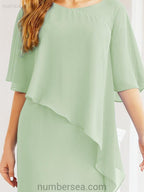 Numbersea Formal Party Gown Dress Long Mother of The Bride Dresses with Ruffle Cape 28026
