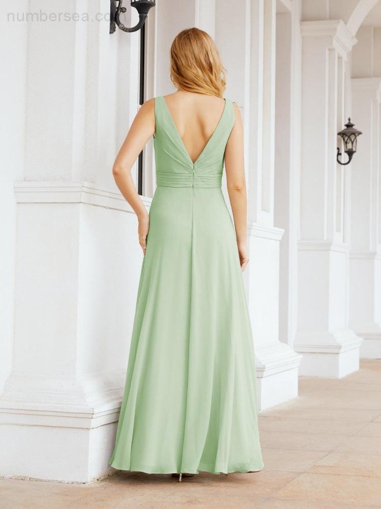 Numbersea Bridesmaid Dresses for Wedding Ruffles Long Formal Prom Gowns 28039