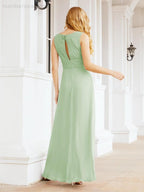 Formal Prom Gown Elegant V-Neck Sleeveless Bridesmaid Dresses for Wedding Party 28037
