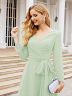 Bridesmaid Dress V-Back Waist Belt Mother of the Bride Wedding Guest 28031