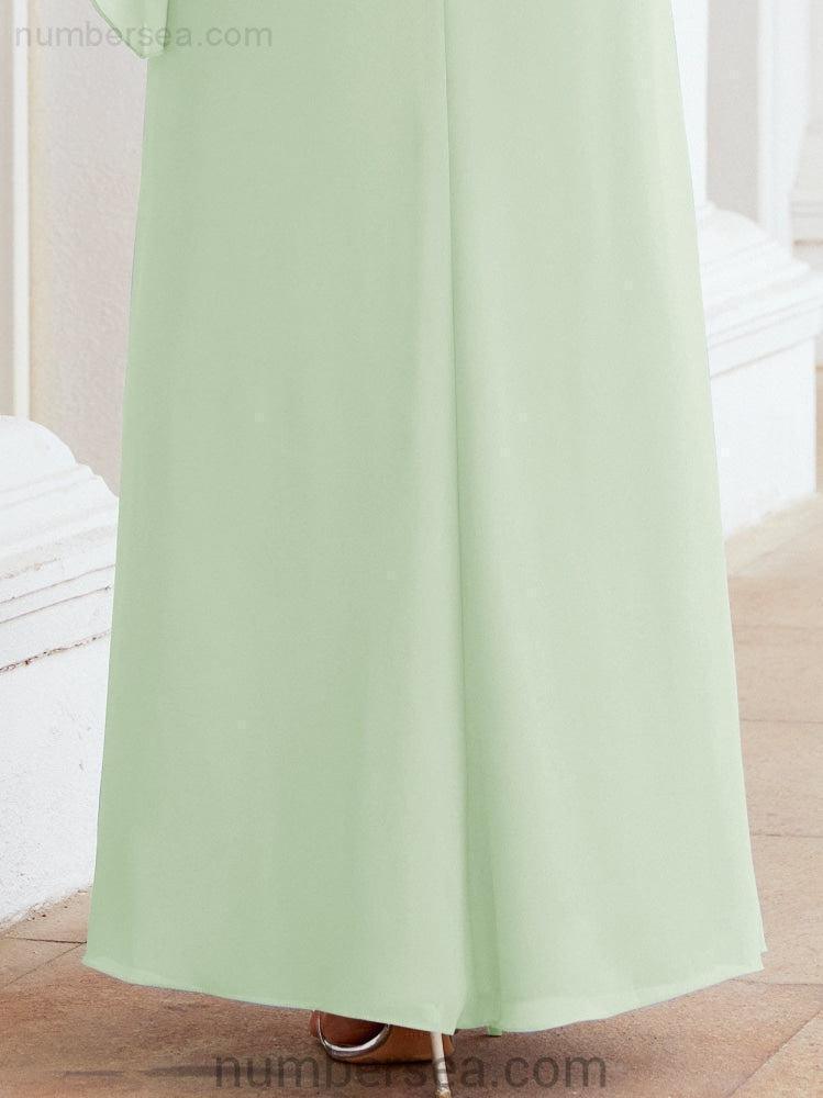 Numbersea Formal Party Gown Dress Long Mother of The Bride Dresses with Ruffle Cape 28026
