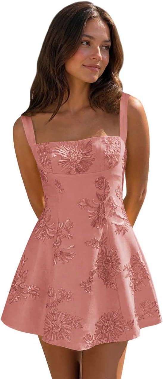 Dusty Rose floral lace corset mini dress main color view