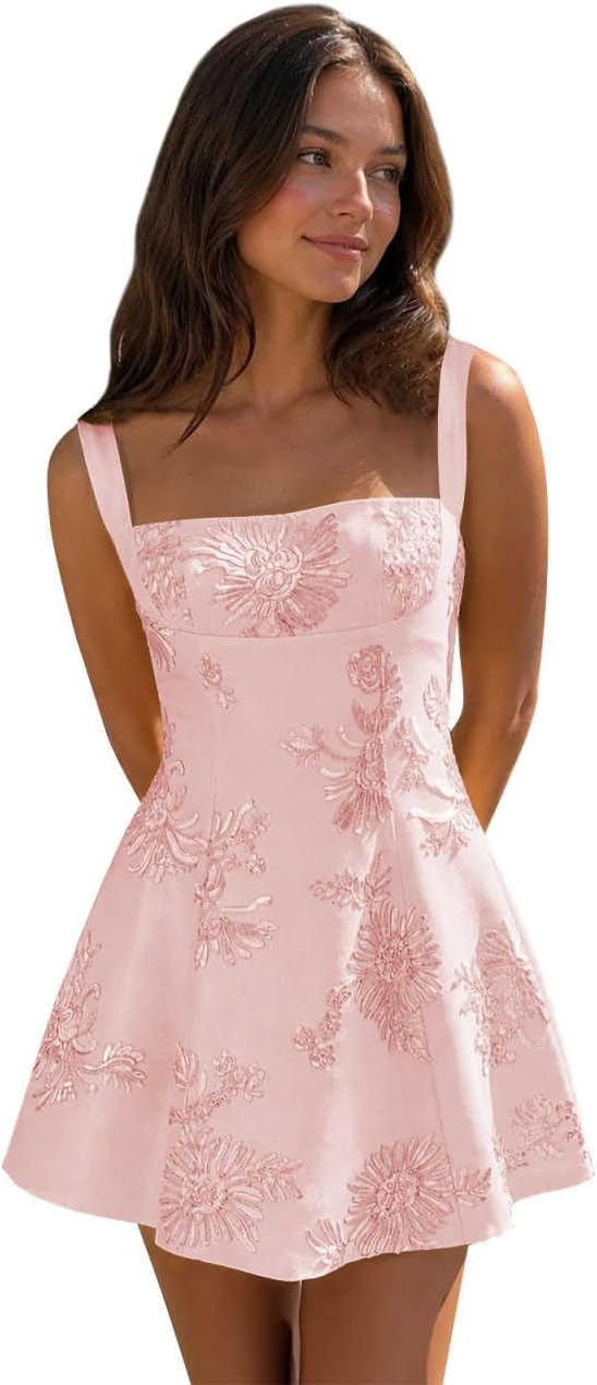 Blush Pink floral lace corset mini dress main color view