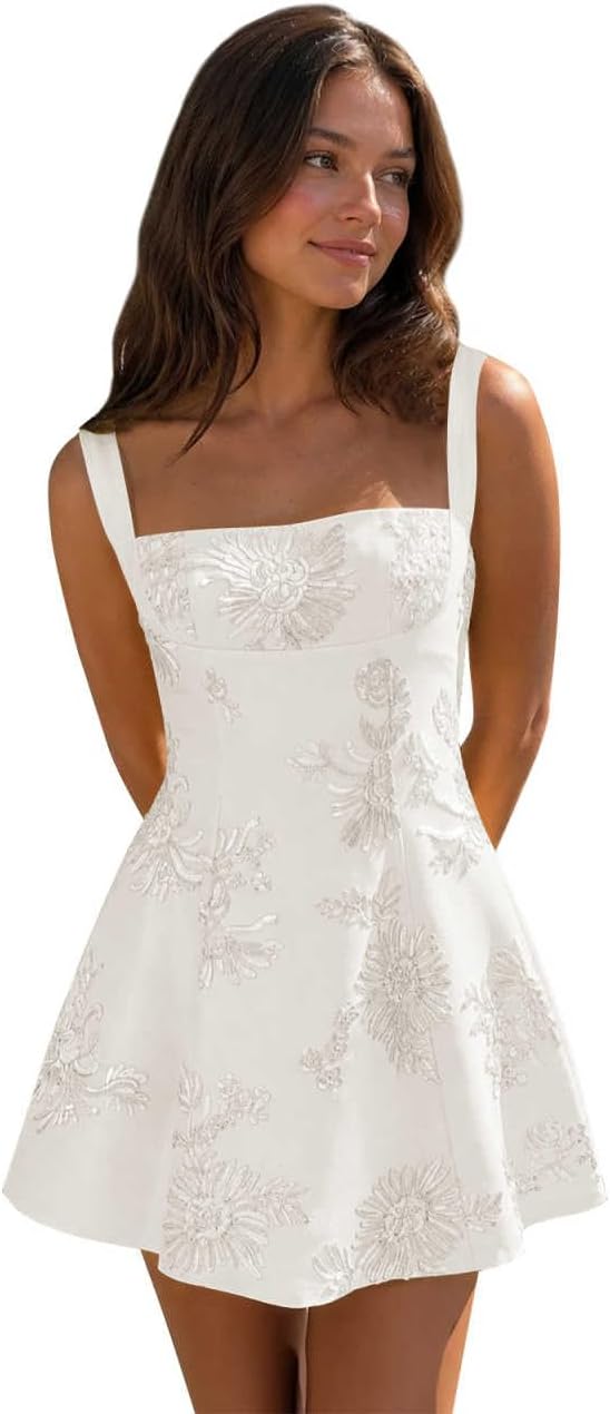 Ivory floral lace corset mini dress main color view