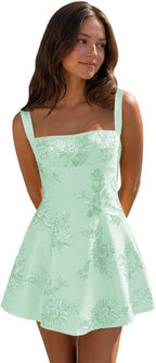 Mint Green floral lace corset mini dress main color view
