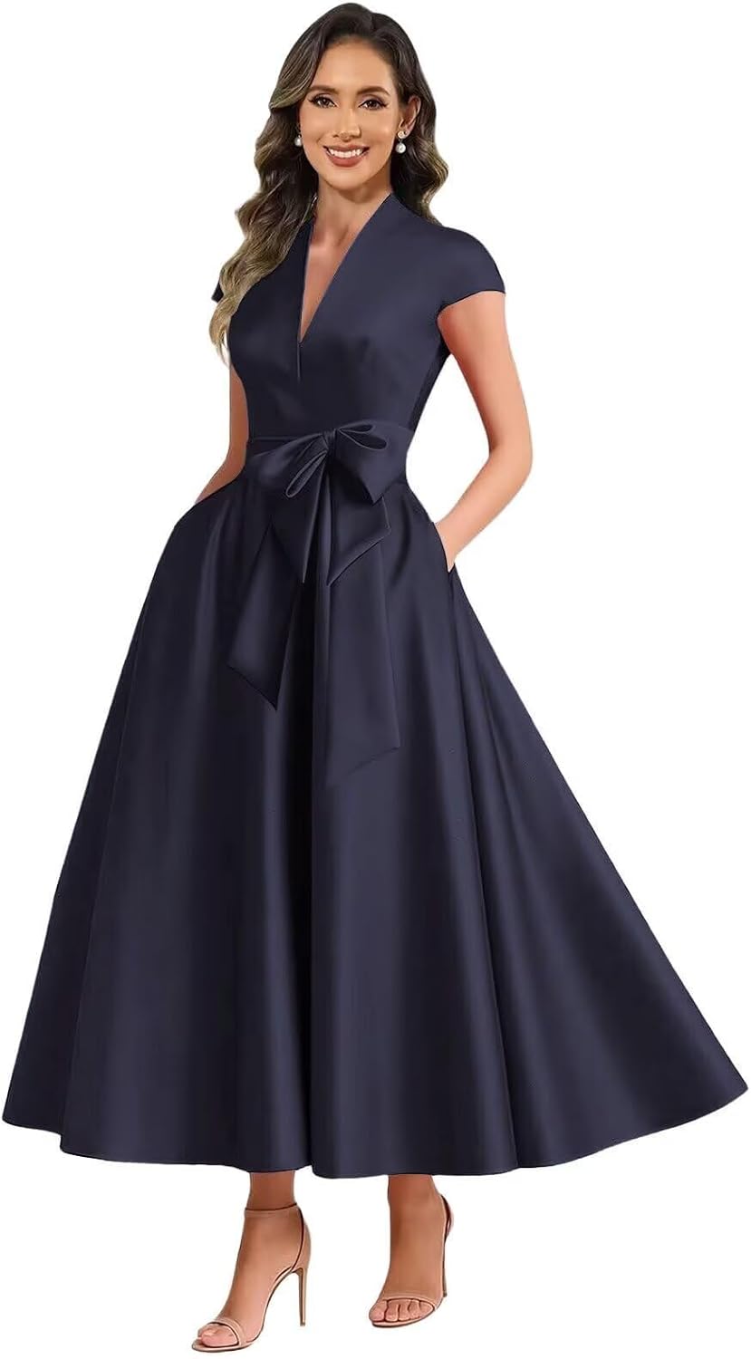 Stormy satin mother of the bride dress main color view
