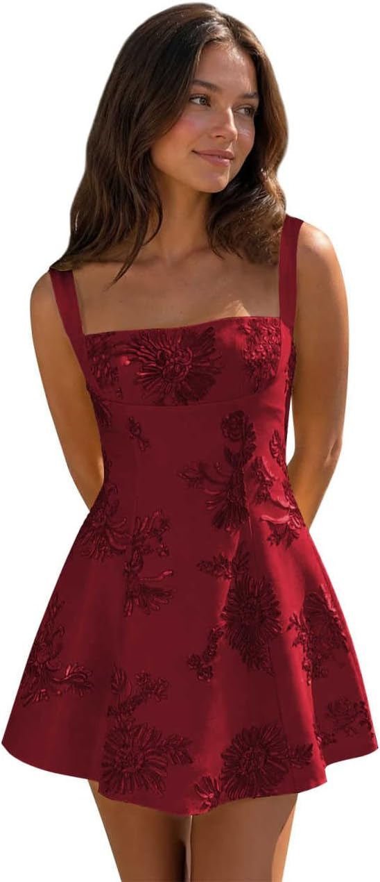 Burgundy floral lace corset mini dress main color view