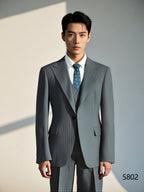 Charcoal Grey Pinstripe Wool 3-Piece Wedding Suit | Tailored Groom & Groomsmen Attire