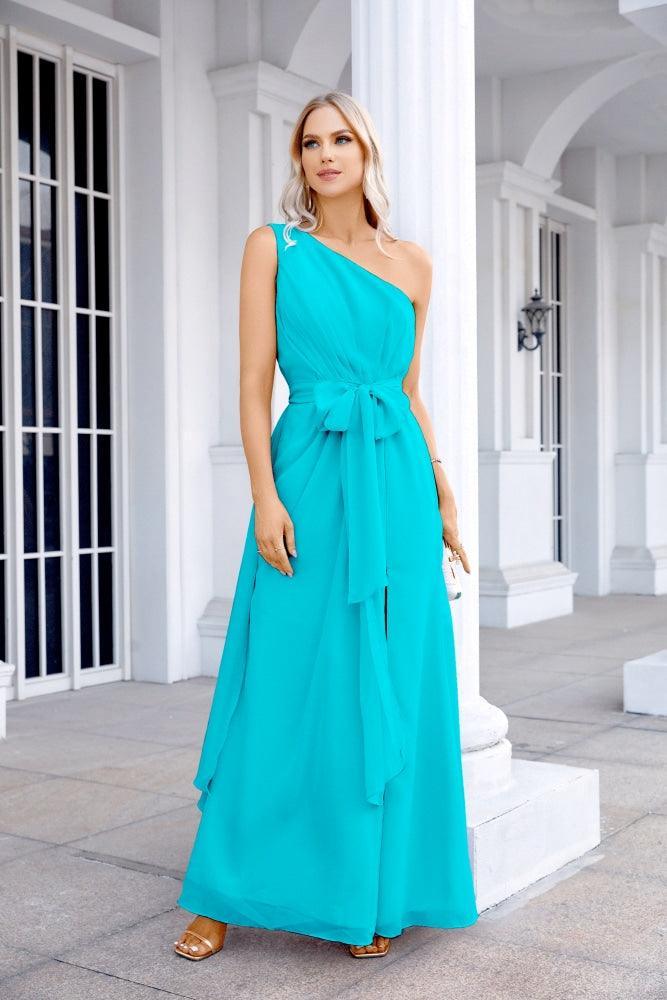 Ladies Chiffon One Shoulder Bridesmaid Evening Dress Wedding Party Evening Dress 28133