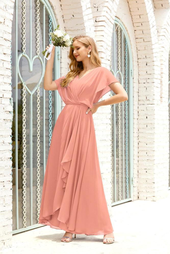 Numbersea  Mother of The Bride Dresses Plus Size V-Neck Floor Length Formal Prom Dress for Wedding Guest 28020