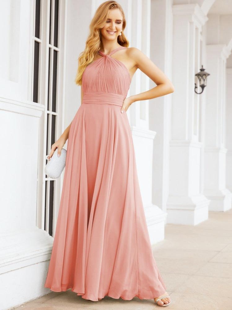 Numbersea Crisscross Halter Bridesmaid Dresses for Party Wedding Evening Prom Maxi Ball Gowns 28053