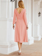 Bridesmaid Dress V-Back Waist Belt Mother of the Bride Wedding Guest 28031