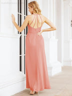 Numbersea Spaghetti Strap Bridesmaid Dresses V-Neck Long A-Line Formal Prom Gowns 28063