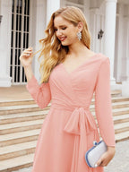 Bridesmaid Dress V-Back Waist Belt Mother of the Bride Wedding Guest 28031