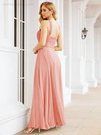 Numbersea Crisscross Halter Bridesmaid Dresses for Party Wedding Evening Prom Maxi Ball Gowns 28053