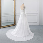 A-Line Long Sleeve Lace Wedding Dress with Corset Back - view 3