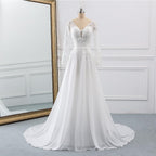 A-Line Long Sleeve Lace Wedding Dress with Corset Back - view 1