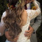 A-Line Long Sleeve Lace Wedding Dress with Corset Back - view 7