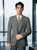 Three-Piece Subtle Pinstripe Wool Suit | Tailored Formal Groom & Business Suit