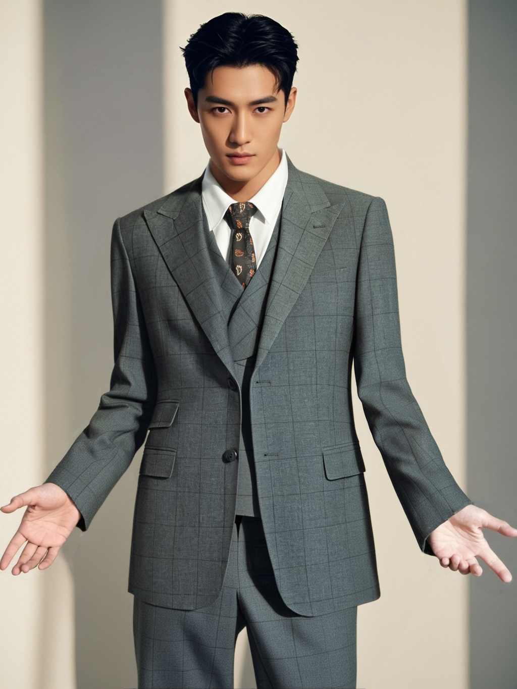 Diberon Men's Wedding Dress Business Formal Three-piece Slim Groomsman Groom Wedding Dress 09001
