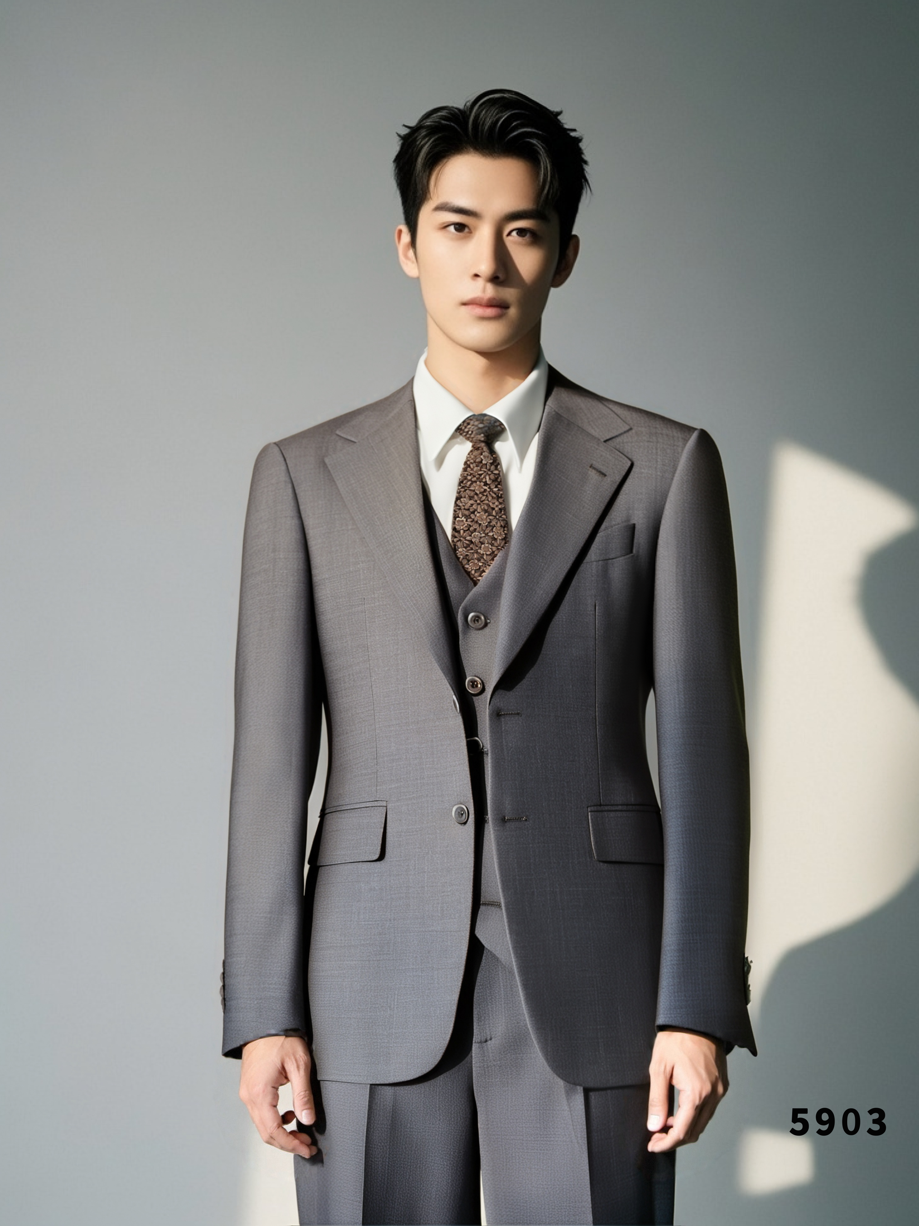 Taupe Wool 3-Piece Wedding Suit | Tailored Groom & Groomsmen Attire