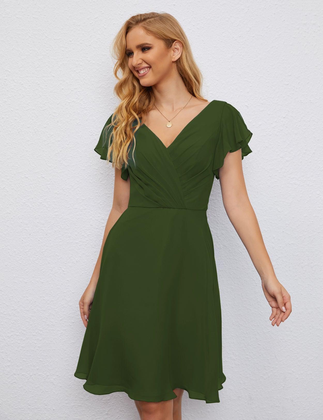 Numbersea U Back Homecoming Dress Formal Prom Dress Knee Length Short Sleeves Cocktail Party Dress 28077