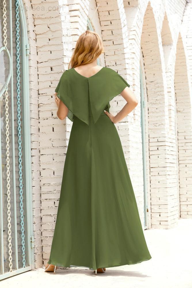 Numbersea  Mother of The Bride Dresses Plus Size V-Neck Floor Length Formal Prom Dress for Wedding Guest 28020