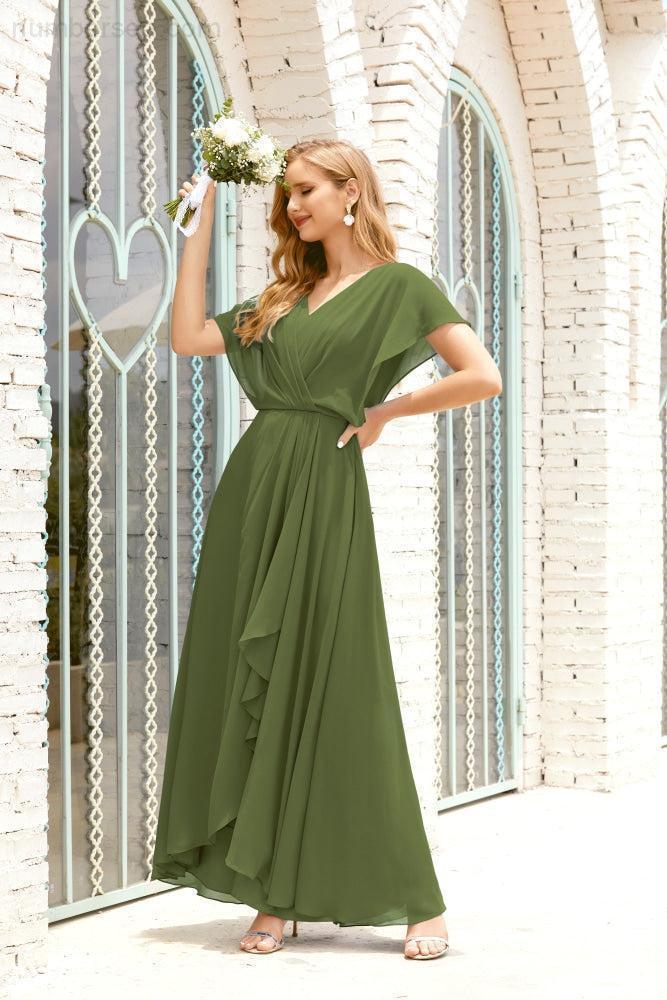 Numbersea  Mother of The Bride Dresses Plus Size V-Neck Floor Length Formal Prom Dress for Wedding Guest 28020
