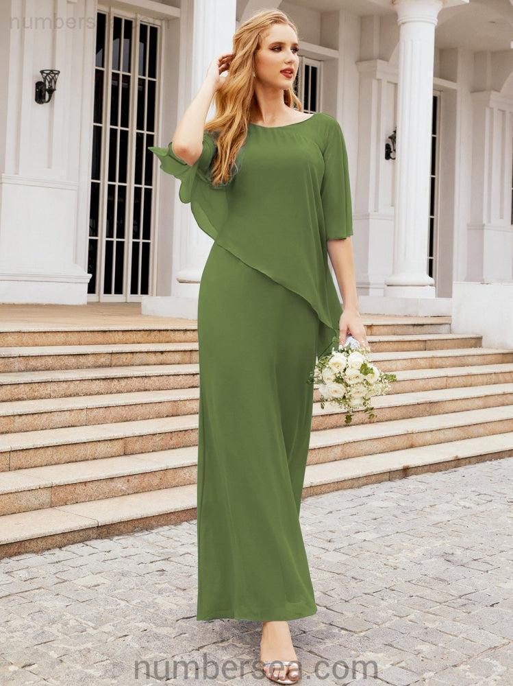 Numbersea Formal Party Gown Dress Long Mother of The Bride Dresses with Ruffle Cape 28026