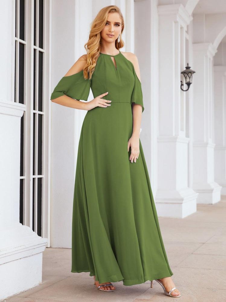 Numbersea Cold Shoulder Bridesmaid Dresses A-Line Long Formal Evening Gowns 28074