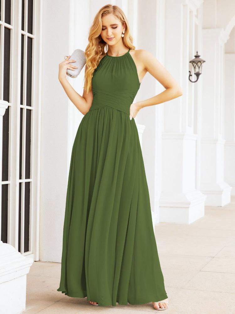 Numbersea Sleeveless Bridesmaid Dresses Long Prom Gown Zipper with Keyhole Back 28056