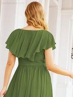 Bridesmaid Dresses with Flutter Sleeves Formal Evening Party Prom Gowns 28044