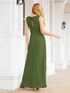 Formal Prom Gown Elegant V-Neck Sleeveless Bridesmaid Dresses for Wedding Party 28037