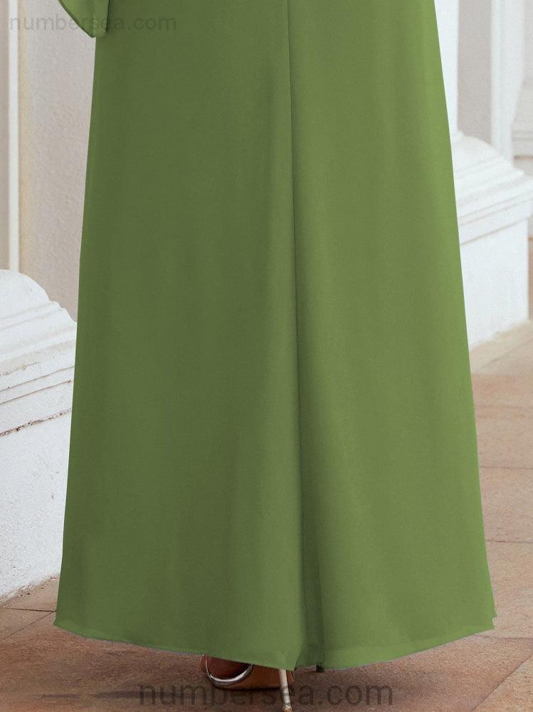 Numbersea Formal Party Gown Dress Long Mother of The Bride Dresses with Ruffle Cape 28026