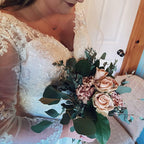 A-Line Long Sleeve Lace Wedding Dress with Corset Back - view 6
