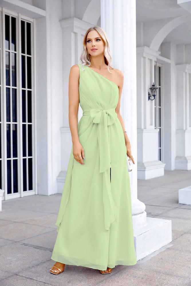 Ladies Chiffon One Shoulder Bridesmaid Evening Dress Wedding Party Evening Dress 28133