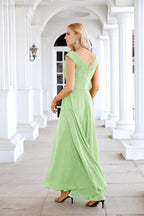 Ladies Chiffon V Neck Sleeveless Floor Length Bridesmaid Evening Dress Wedding Party Evening Dress 28126