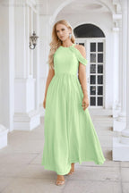 Ladies Chiffon Off Shoulder Swing Sleeve Front Slit Bridesmaid Evening Dress Wedding Party Evening Dress 28117