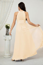 Numbersea Formal Party Gown Dress Chiffon Halter Long Sleeveless Bridesmaid Dresses 2802