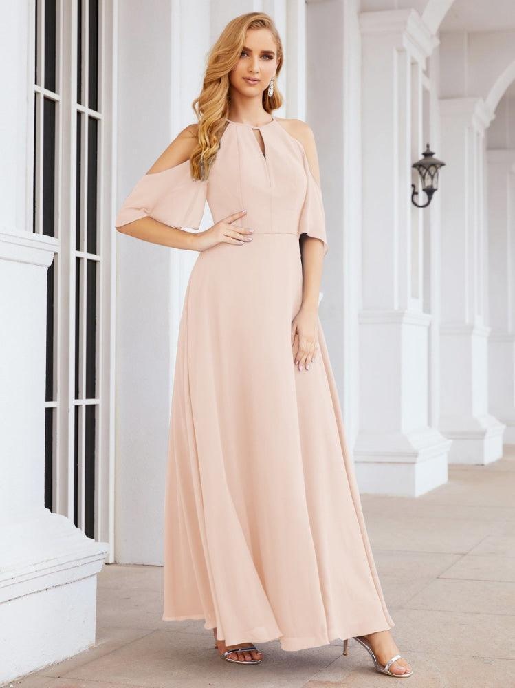 Numbersea Cold Shoulder Bridesmaid Dresses A-Line Long Formal Evening Gowns 28074
