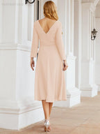 Bridesmaid Dress V-Back Waist Belt Mother of the Bride Wedding Guest 28031