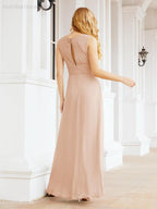 Formal Prom Gown Elegant V-Neck Sleeveless Bridesmaid Dresses for Wedding Party 28037