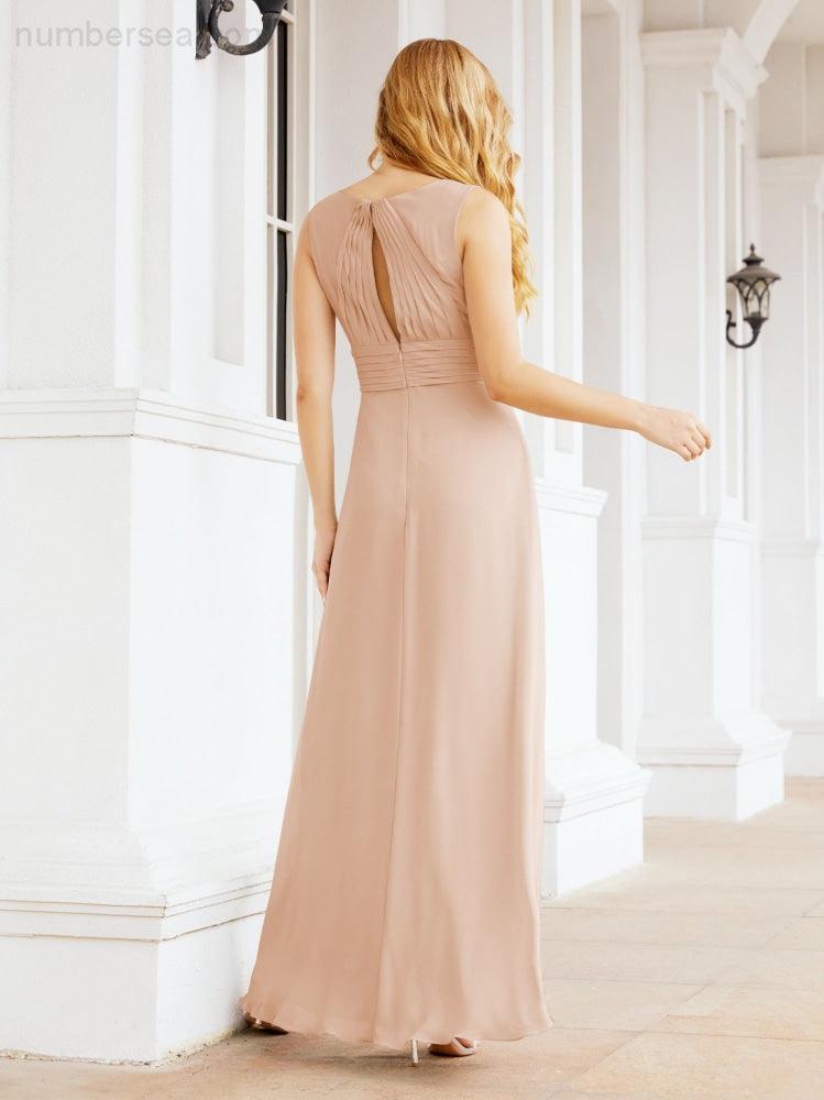 Formal Prom Gown Elegant V-Neck Sleeveless Bridesmaid Dresses for Wedding Party 28037