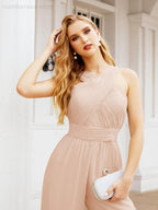 Numbersea Crisscross Neck Jumpsuit Formal Evening Dress Long Bridesmaid Dresses Bell-bottomed Pants 28033
