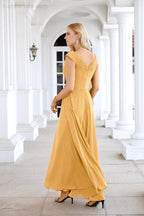 Ladies Chiffon V Neck Sleeveless Floor Length Bridesmaid Evening Dress Wedding Party Evening Dress 28126