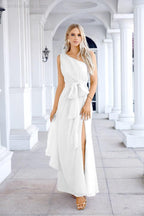 Ladies Chiffon One Shoulder Bridesmaid Evening Dress Wedding Party Evening Dress 28133
