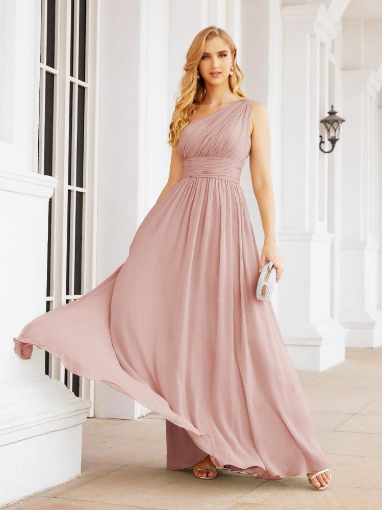 Numbersea One Shoulder Bridesmaid Dresses Long Maxi Formal Evening Party Prom Gowns 28061