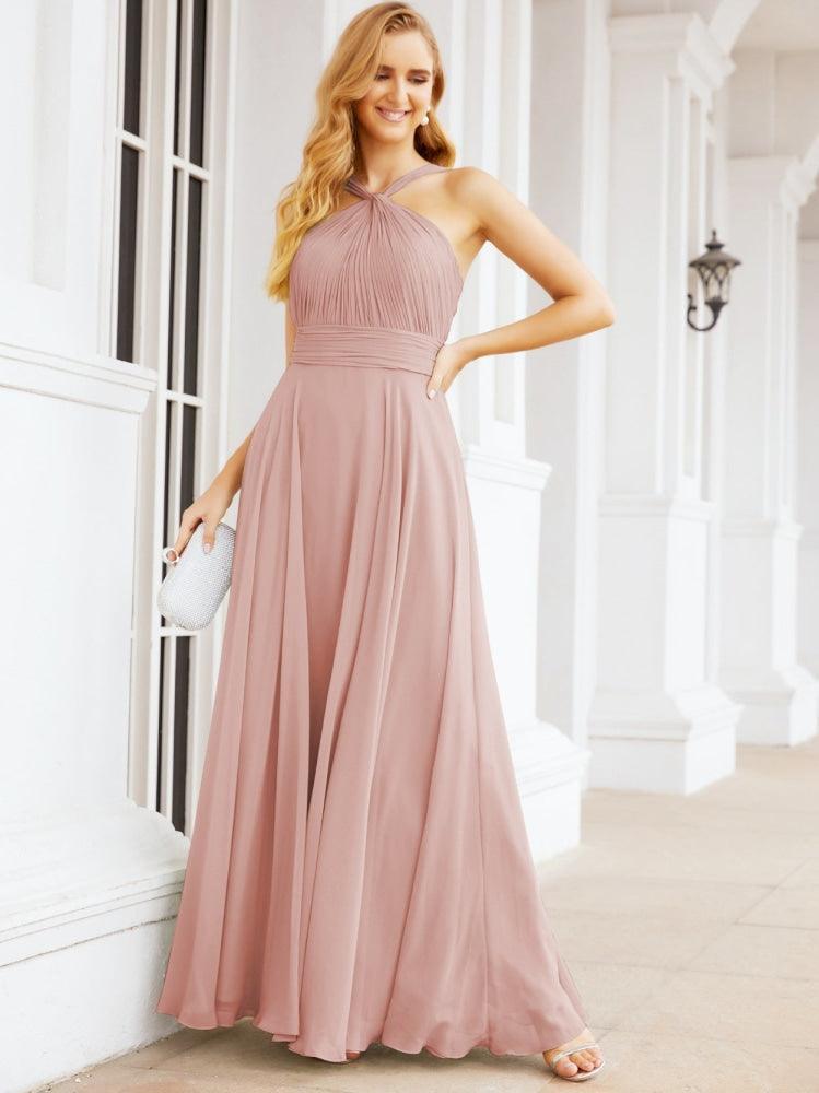 Numbersea Crisscross Halter Bridesmaid Dresses for Party Wedding Evening Prom Maxi Ball Gowns 28053
