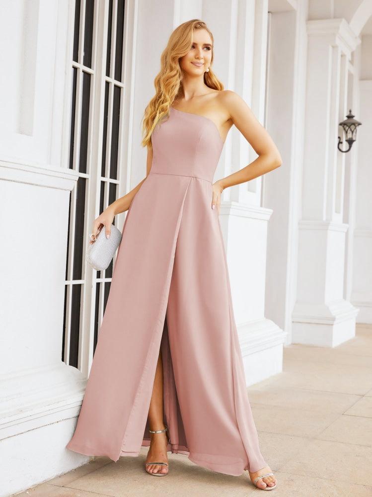 Numbersea Women's One Shoulder Formal Prom Gowns for Mother of The Bride Side Slit Bridesmaid Dresses 28052