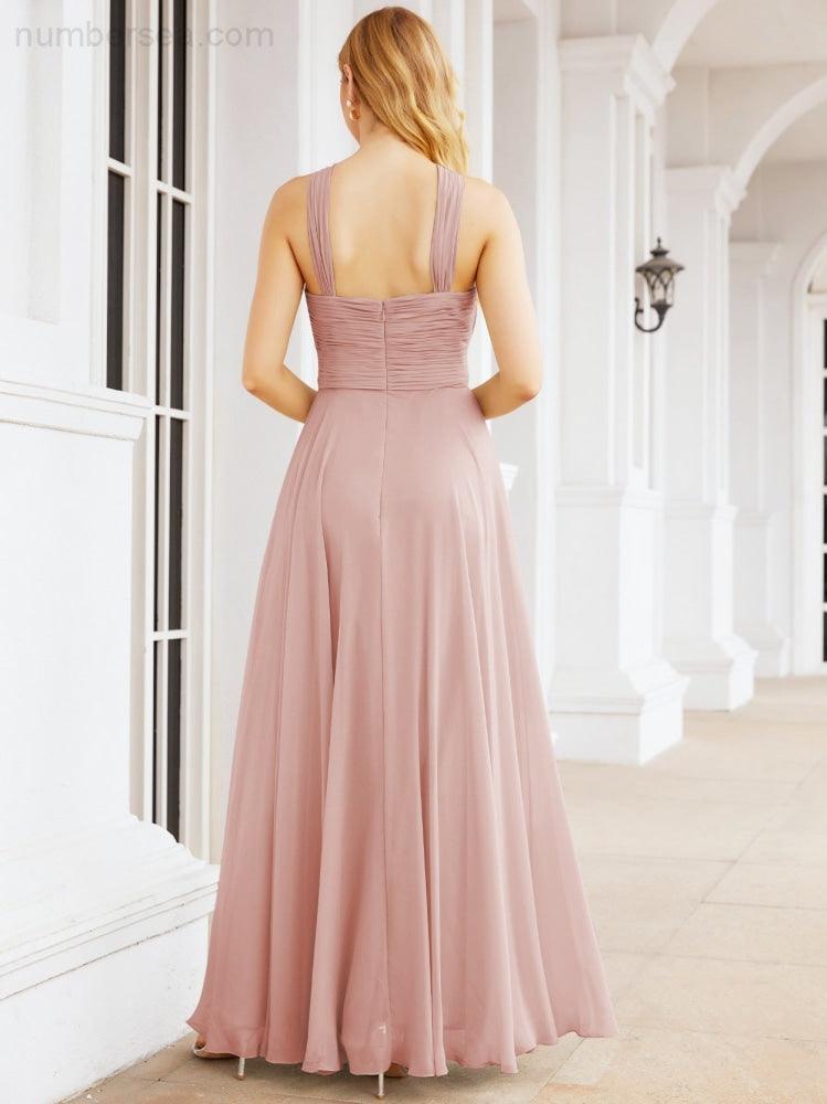Numbersea Crisscross Halter Bridesmaid Dresses for Party Wedding Evening Prom Maxi Ball Gowns 28053